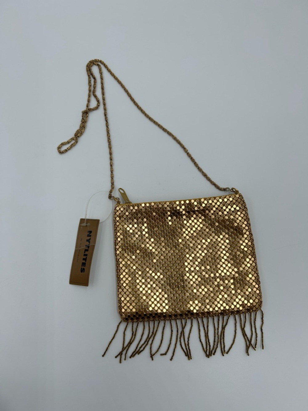 NYTLITES Gold Metalic Beaded Crossbody Bag - NWT